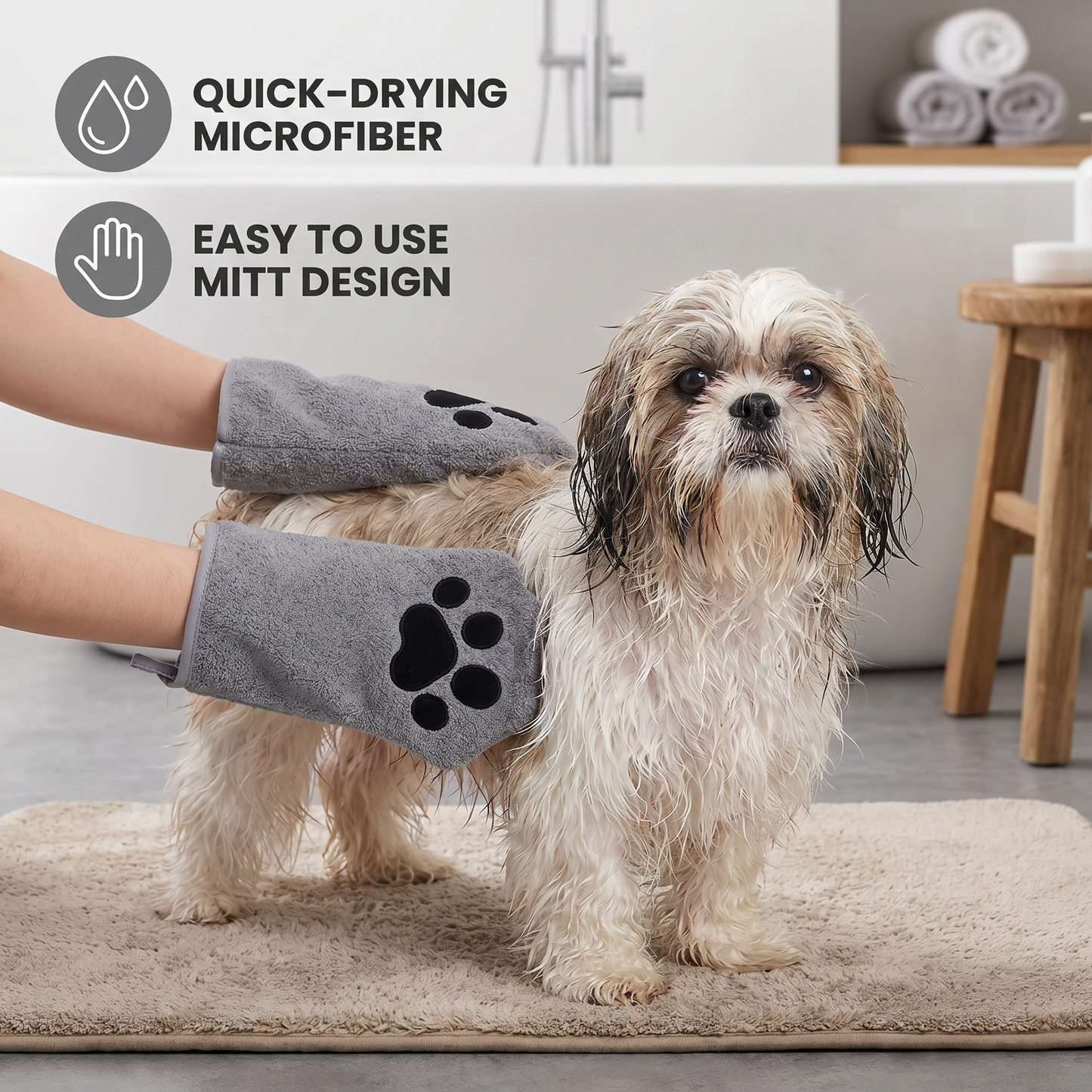 Gray CutyPet drying towel detail