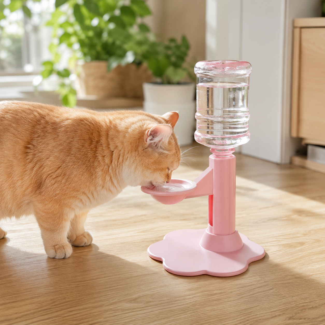 PetalFlow pink cat drinking