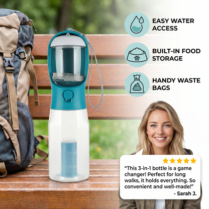 Dog walking with CutyPet 3-in-1 bottle