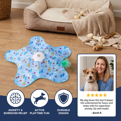 Dog playing with CutyHunt automatic toy