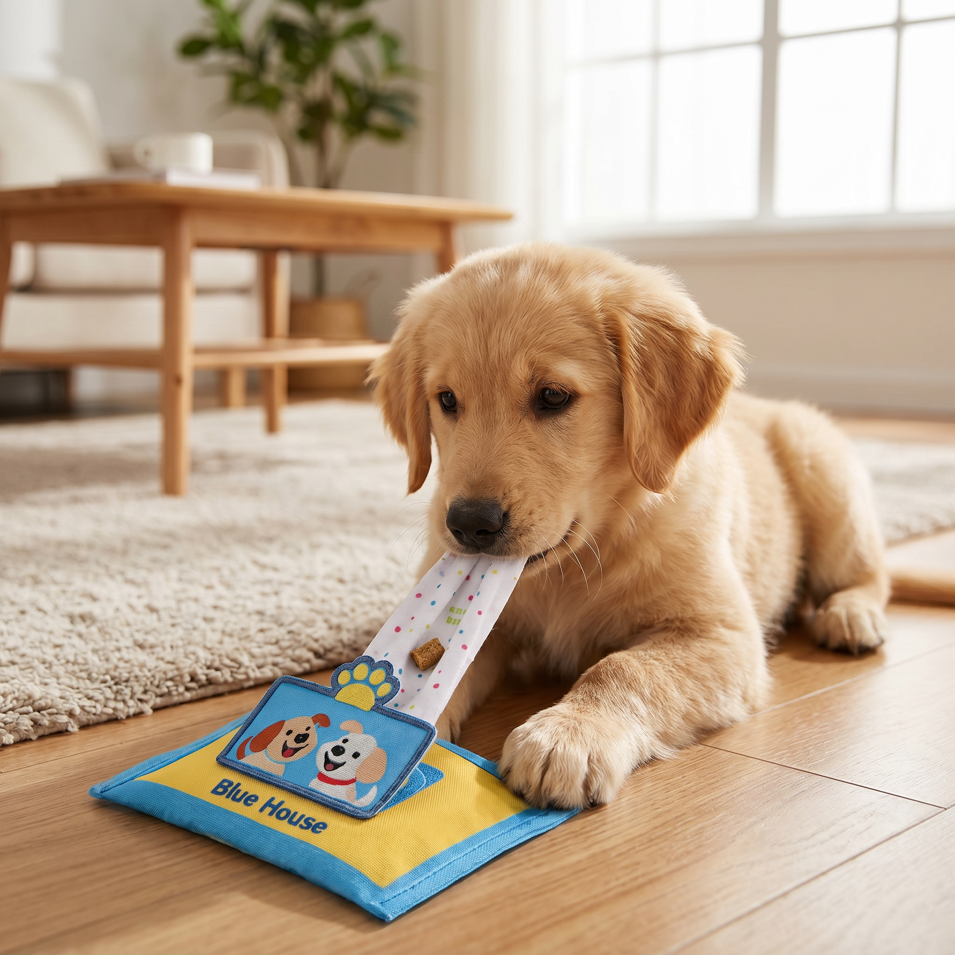 Dog playing with CutyPet snuffle toy
