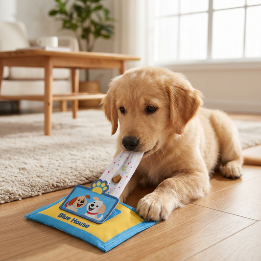 Dog playing with CutyPet snuffle toy