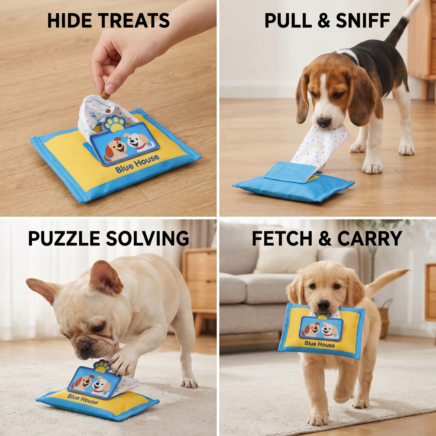 Dog pulling treat out of CutyPet snuffle toy