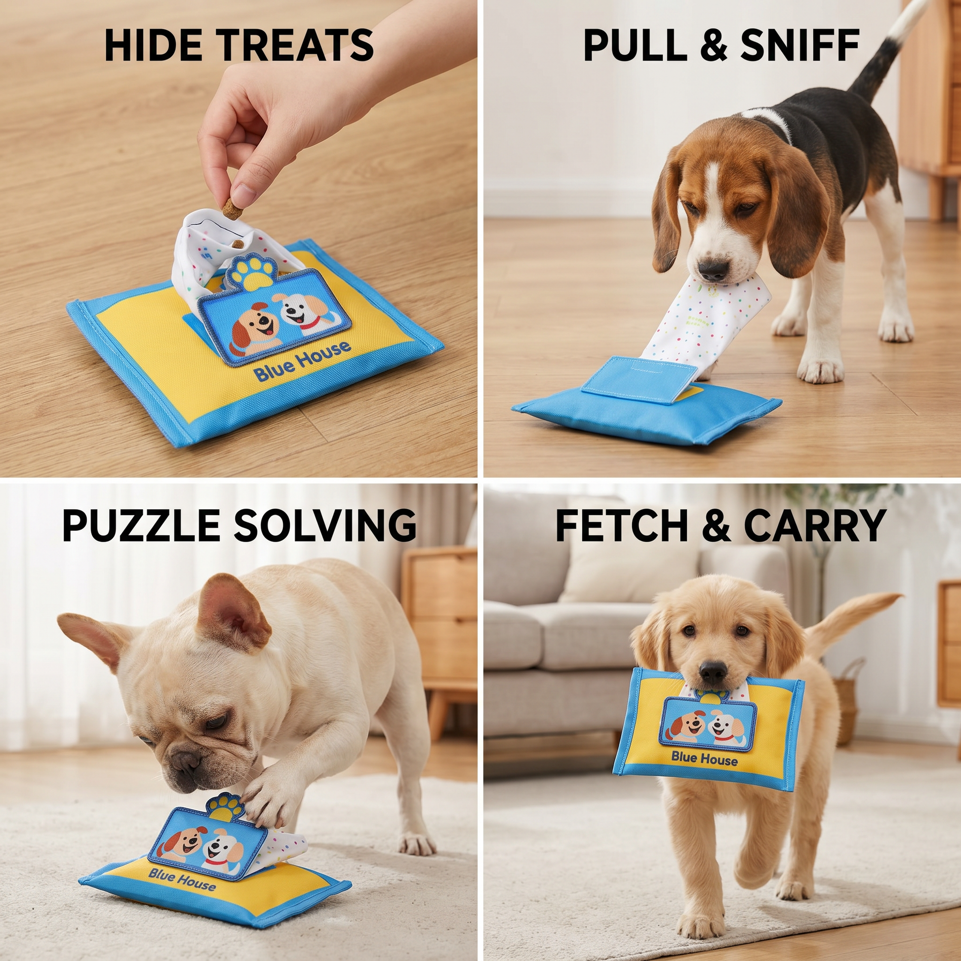 Dog pulling treat out of CutyPet snuffle toy