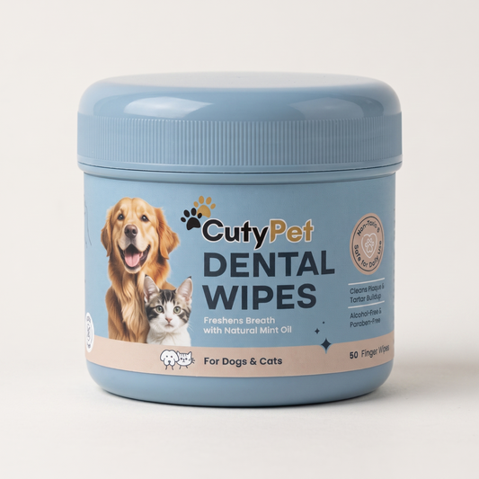 CutyPet Dental Wipes jar, 50 finger wipes for dogs and cats
