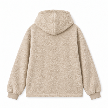 CutyPet Pouch Hoodie in Beige, back view
