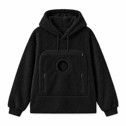 CutyPet Pouch Hoodie in Black, front view