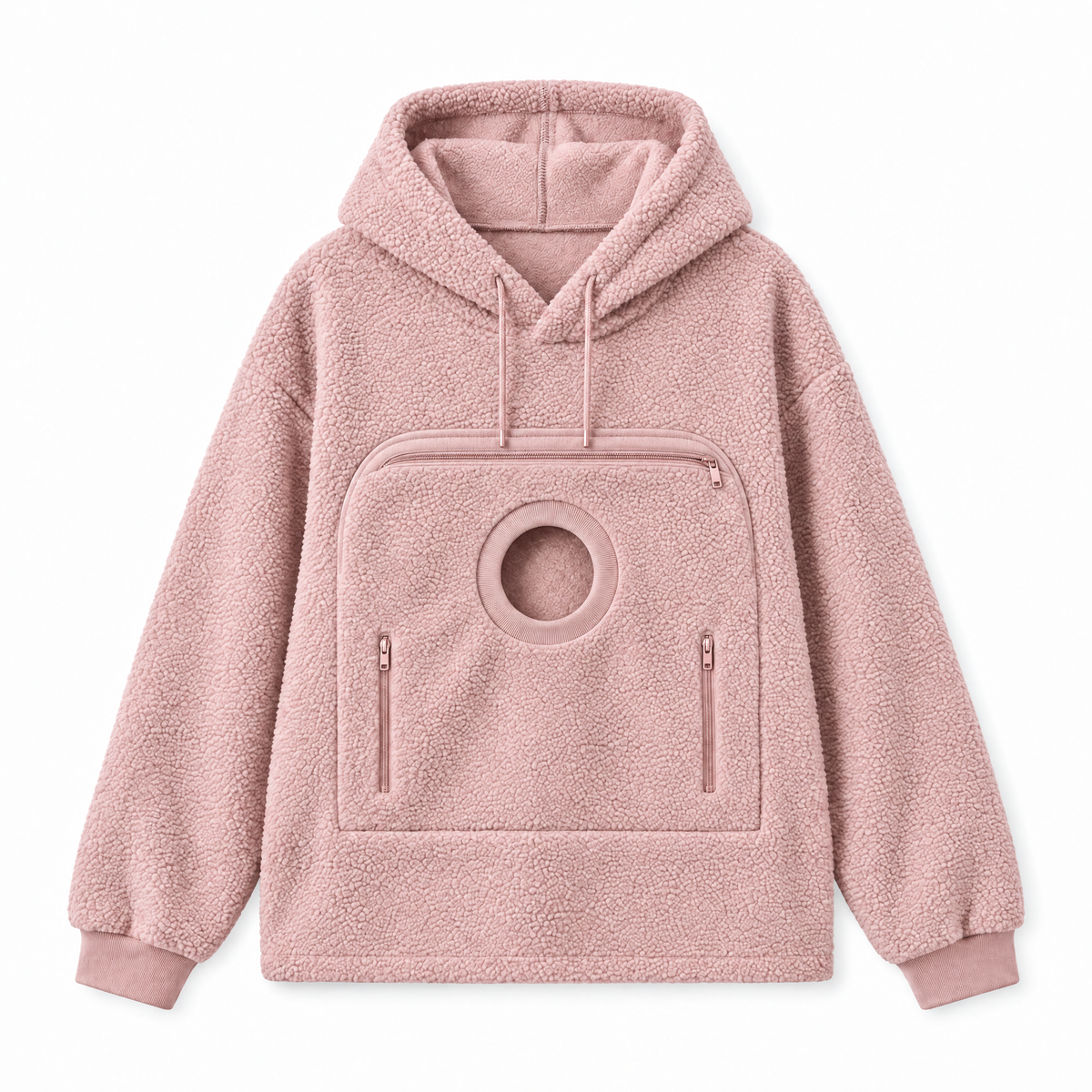 CutyPet Pouch Hoodie in Pink, front view