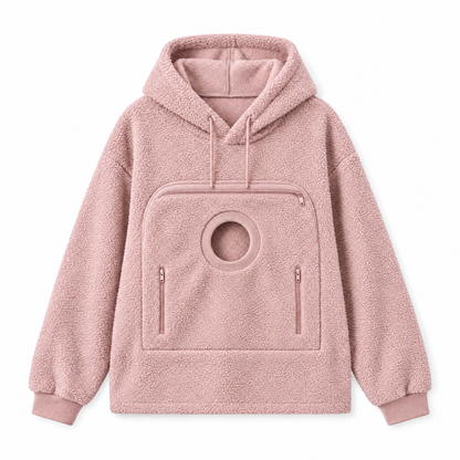CutyPet Pouch Hoodie in Pink, front view