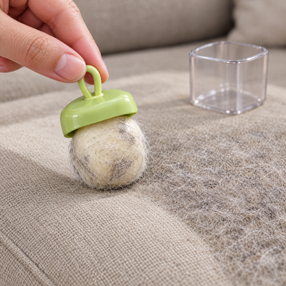 Rolling the CutyPet Roller over a cushion covered in cat hair