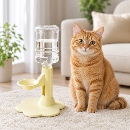 PetalFlow in the living room with a ginger cat