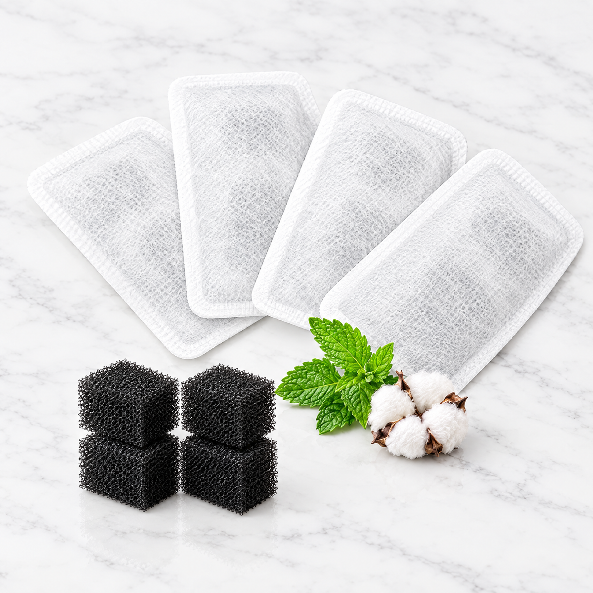 4-pack replacement filters with foam pre-filters