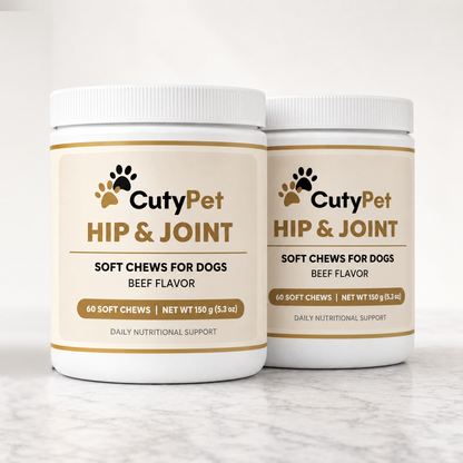 Two jars of CutyPet Hip & Joint Soft Chews