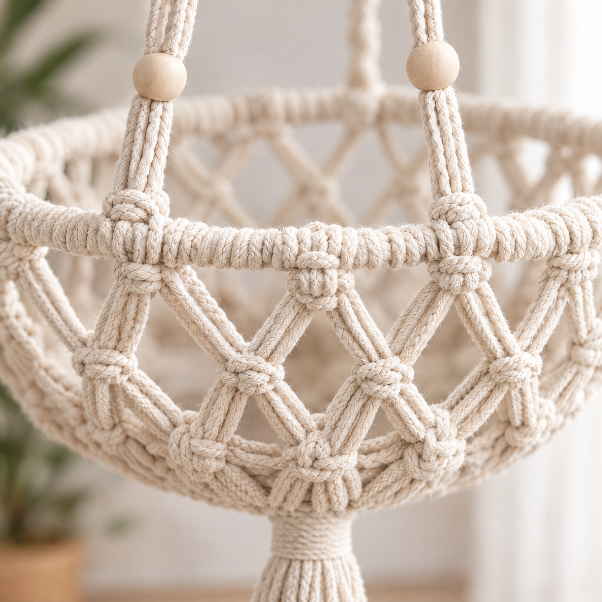 Hand-knotted cotton rope detail