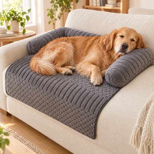 CutyPet Couch Protector grey with golden retriever