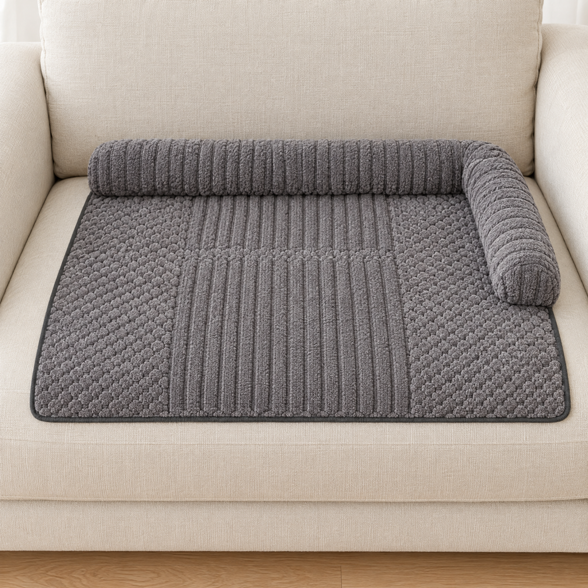 CutyPet Couch Protector grey on cream sofa