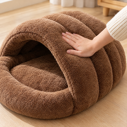 Hand pressing the thick padded arches of the slipper bed
