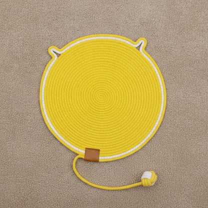 Yellow scratch mat with rope ball